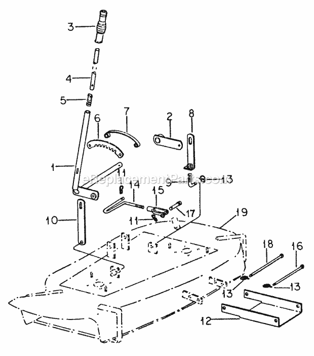 Lift Mechanism Diagram and Parts List for 282 133-282-399, 132-282-100, 134-282-100, 133-28 Cub Cadet Lawn Mower